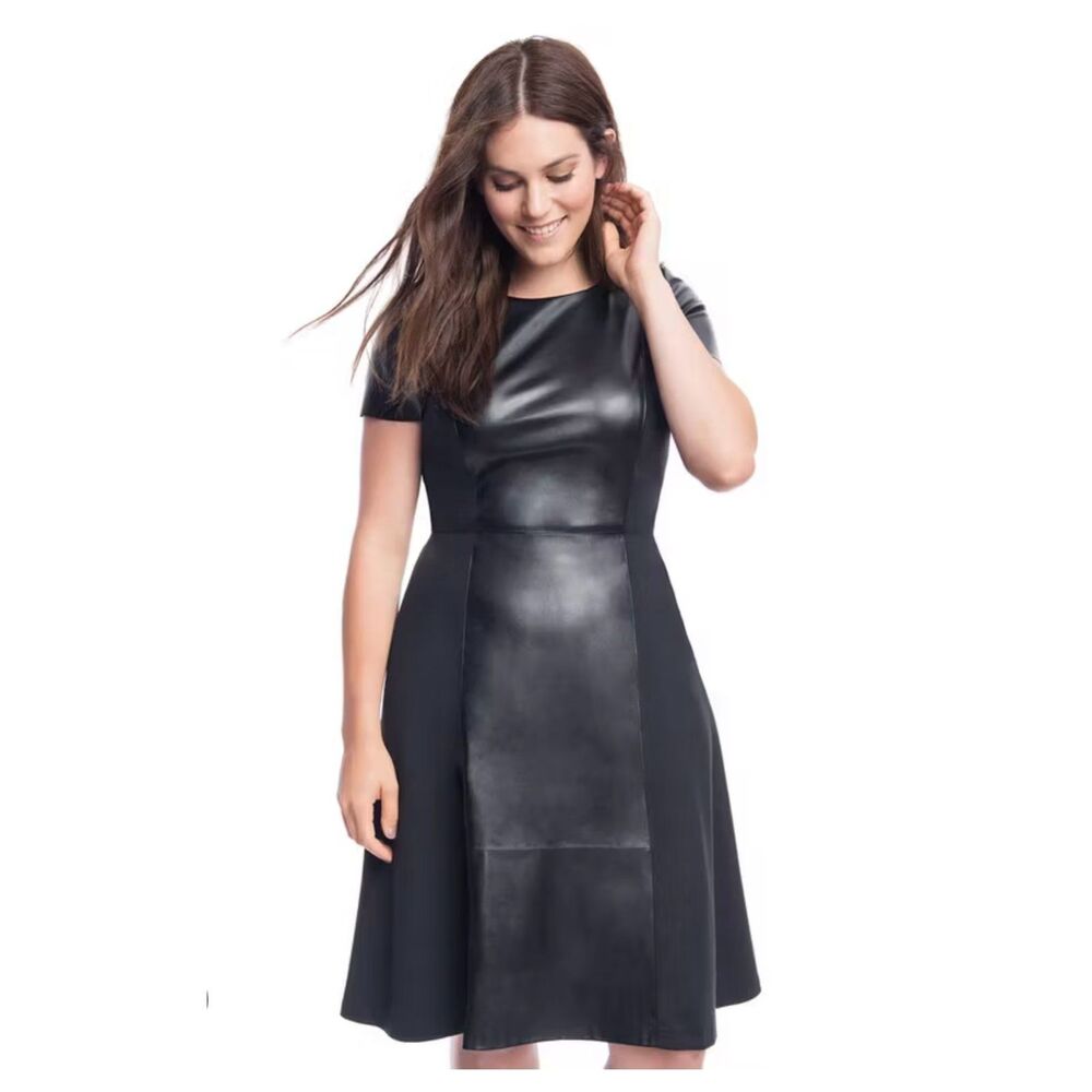 Torrid dress classic faux leather classic office siren black disco night women L